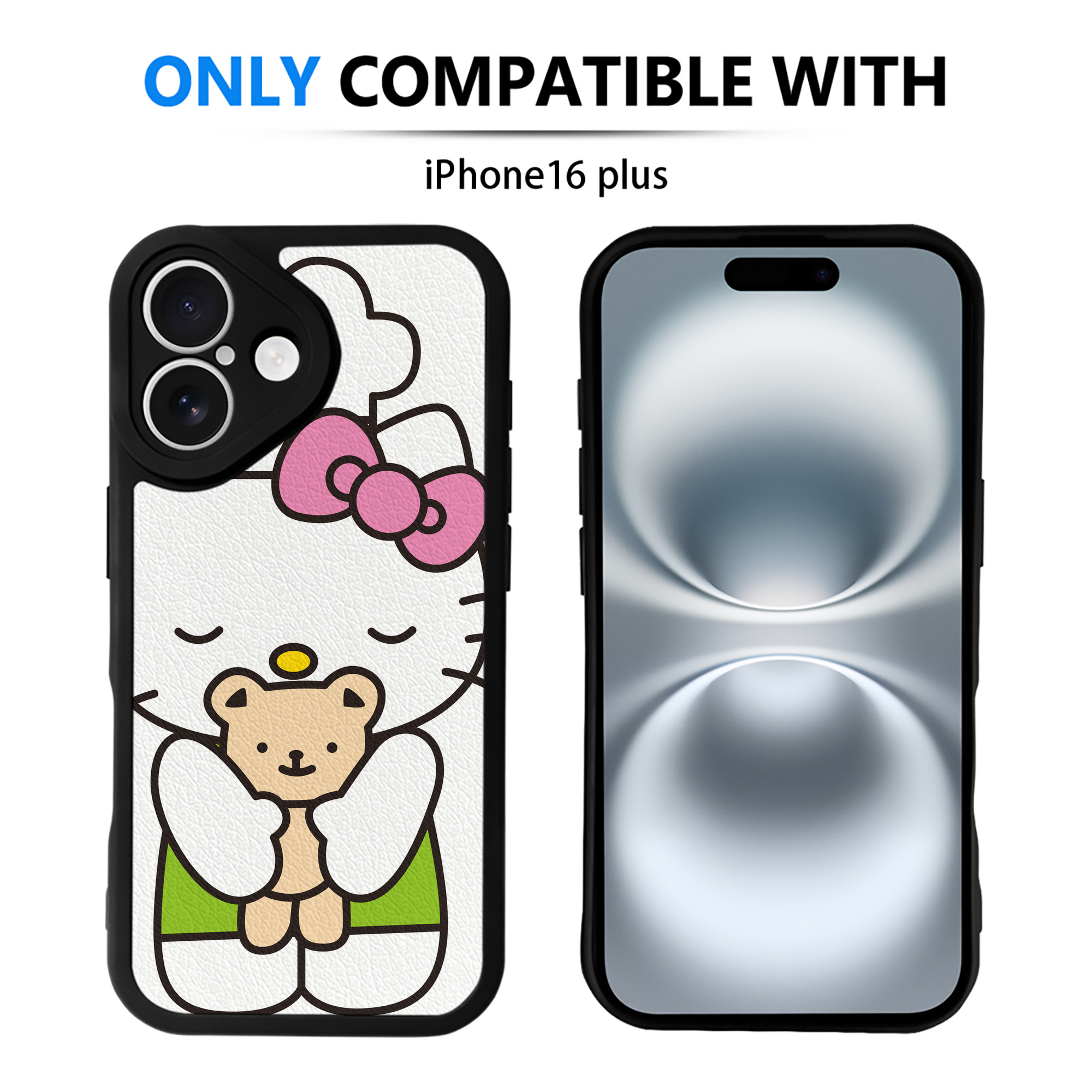 （画像用） Hello Kitty ハローキティ 【iPhone 16シリーズ対応】シリコンスマホケース（レザー調） 材質：シリコン